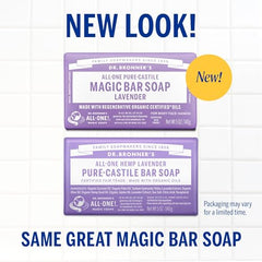 Dr. Bronner's Lavender Bar ingredients close-up highlighting vegan, organic oils.