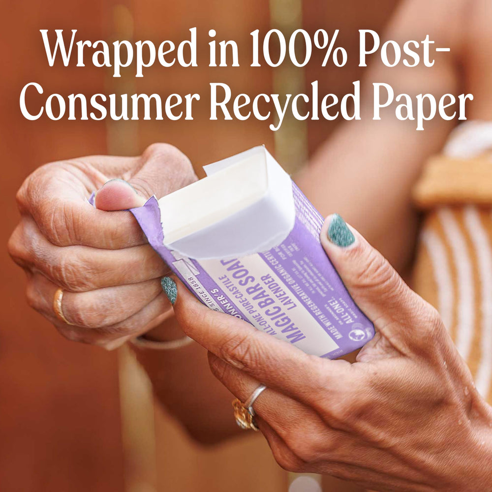 Dr. Bronner's Lavender Bar rinsing clean with no residue.
