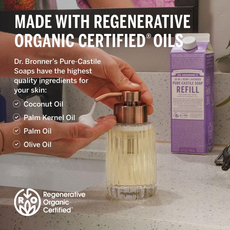 Dr. Bronner's lavender castile soap lather close-up for skin refreshment