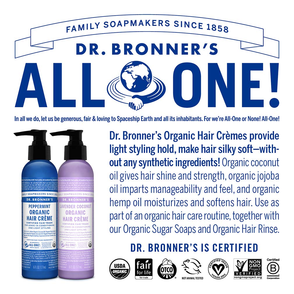 Dr. Bronner's Leaping Bunny logo communicates cruelty-free, animal-friendly care.