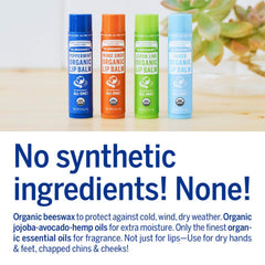 Dr. Bronner's lip balm being applied to lips during cold weather
