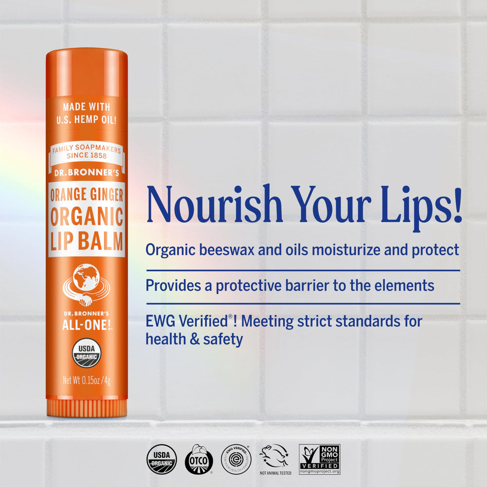 Dr. Bronner’s Lip Balm 6-pack packaging shown, ideal for gifting or sharing.