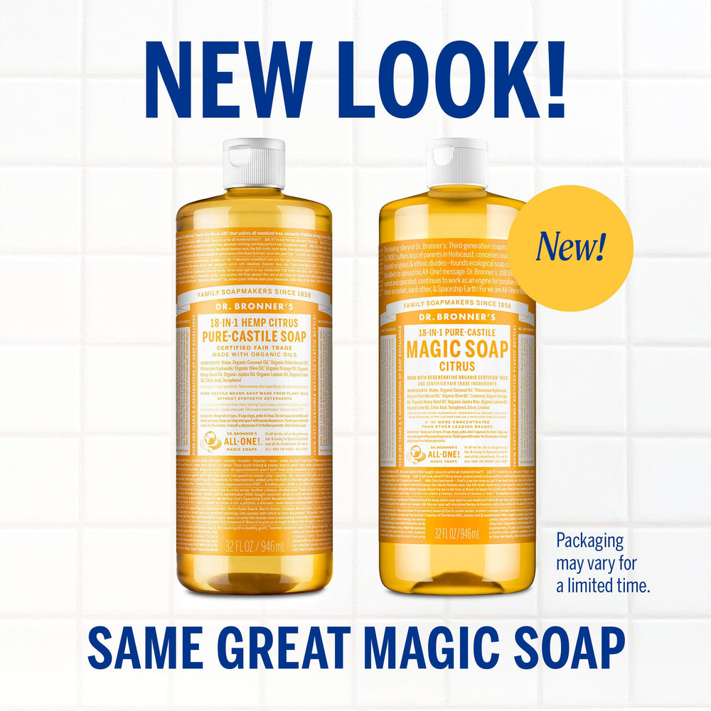 Dr. Bronner's Magic Soap citrus lather close-up shows rich foaming action for skin.