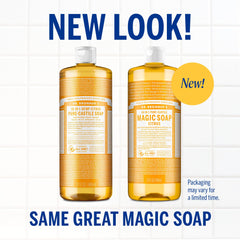 Dr. Bronner's Magic Soap citrus lather close-up shows rich foaming action for skin.