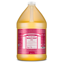 Dr. Bronner's Magic Soap Rose bottle with gentle cleansing for face and body.