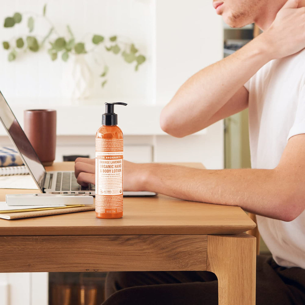 Close-up of organic oils in Dr. Bronner's lotion delivering fragrance and nourishment