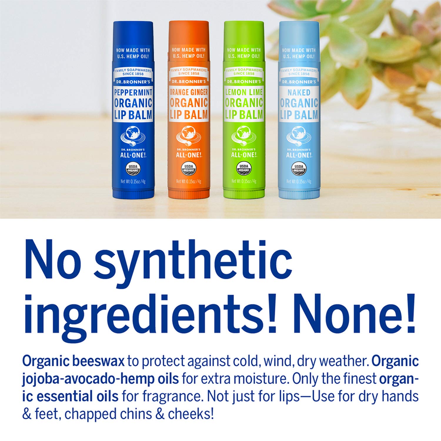 Dr. Bronner's Orange Ginger lip balm offers citrusy moisture for lips.