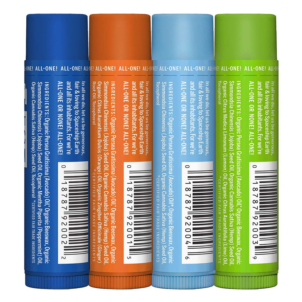 Dr. Bronner's Peppermint lip balm provides refreshing moisture for lips and cuticles.