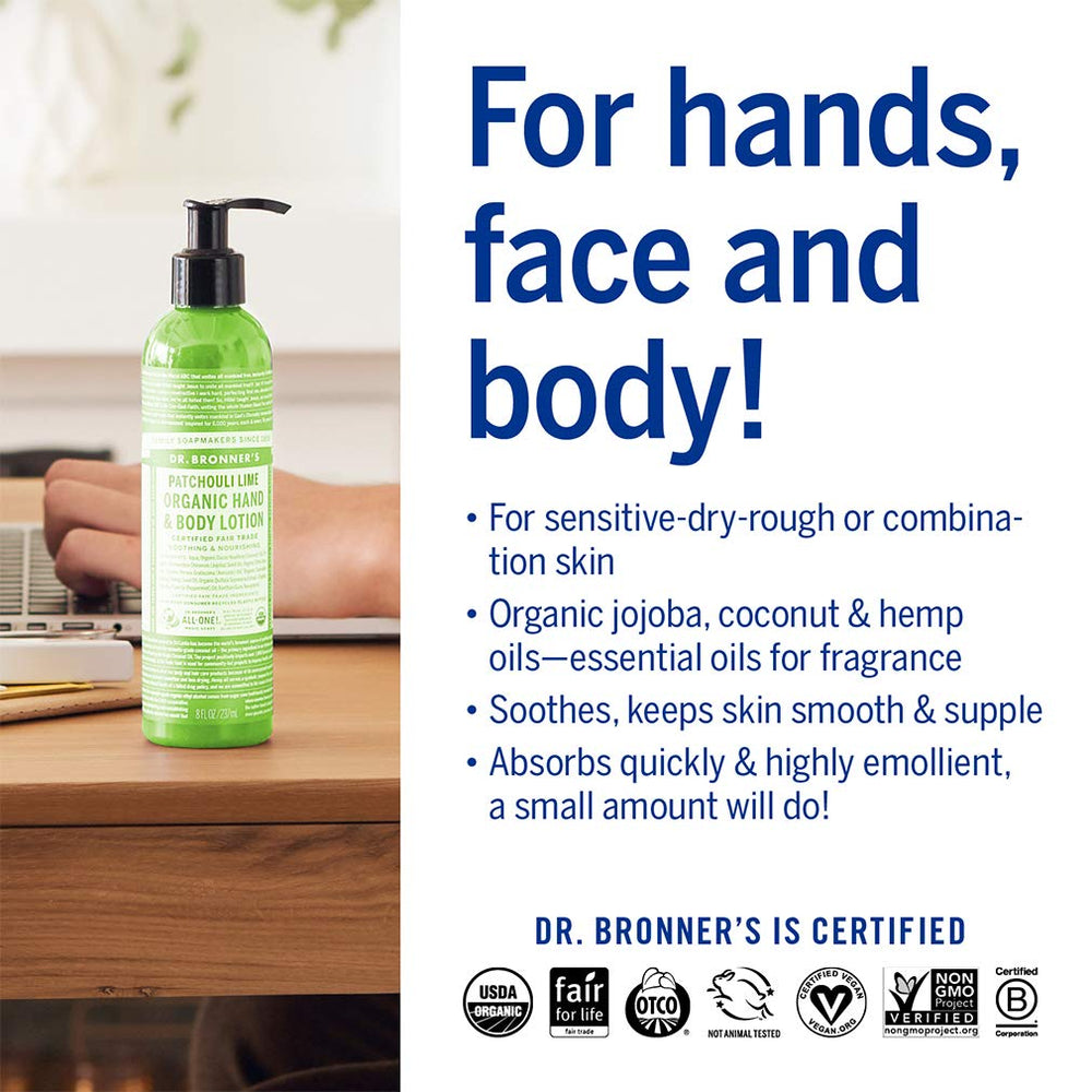 Certification badge emphasizes organic standards and clean ingredients.