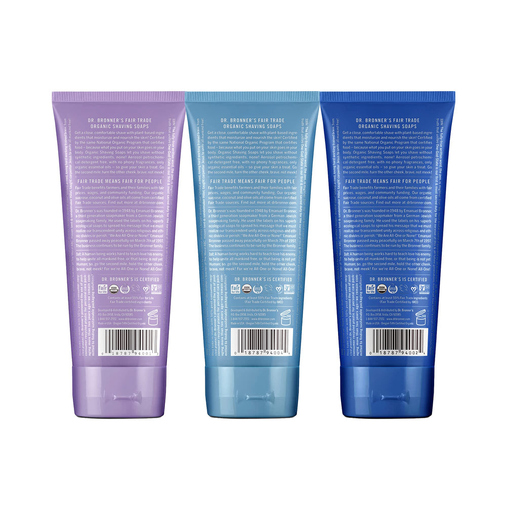 Dr. Bronner's Peppermint Shaving Soap bottle pour delivers a refreshing, cooling shave.