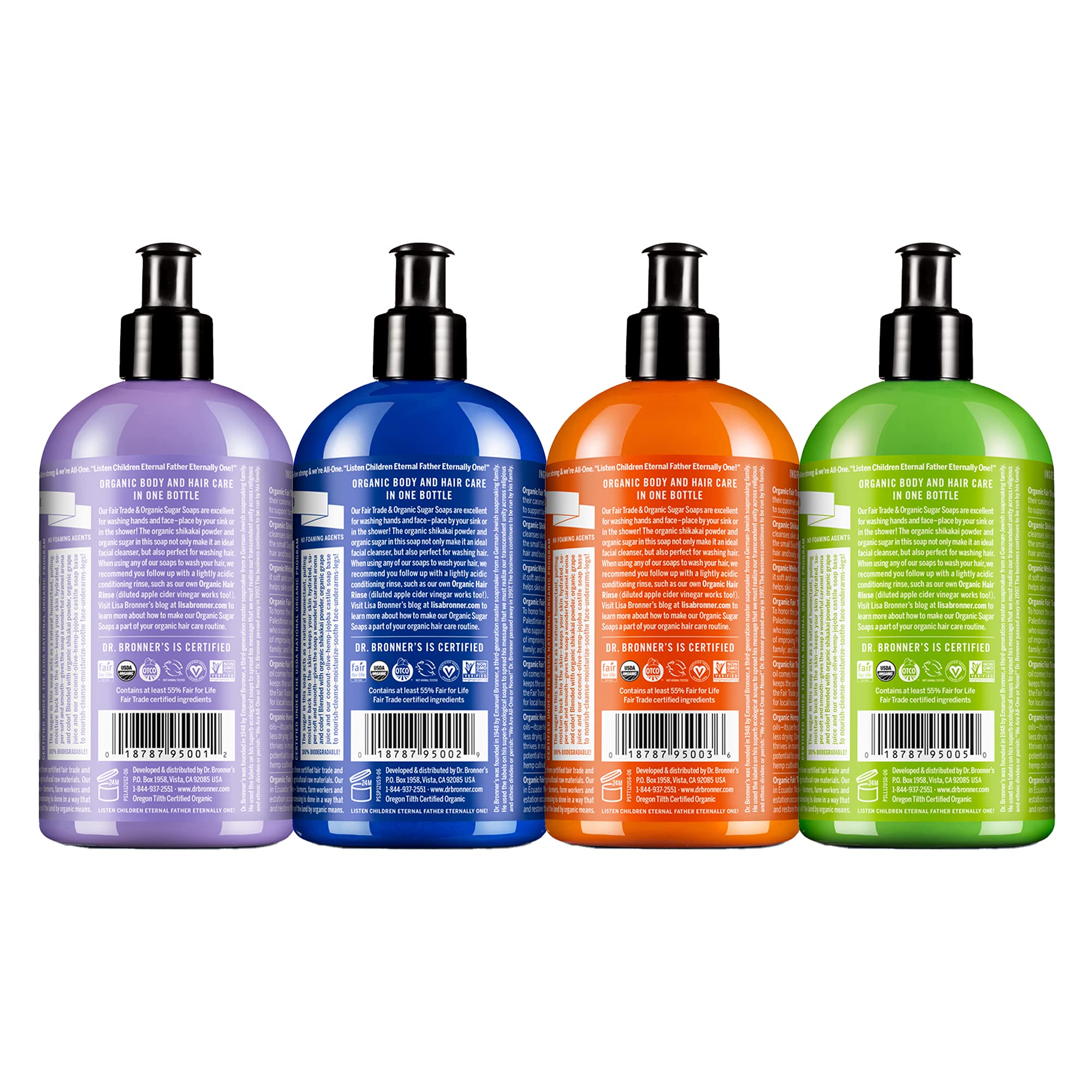 Dr. Bronner's Lemongrass Sugar Soap bottle lends bright, uplifting wash for skin.