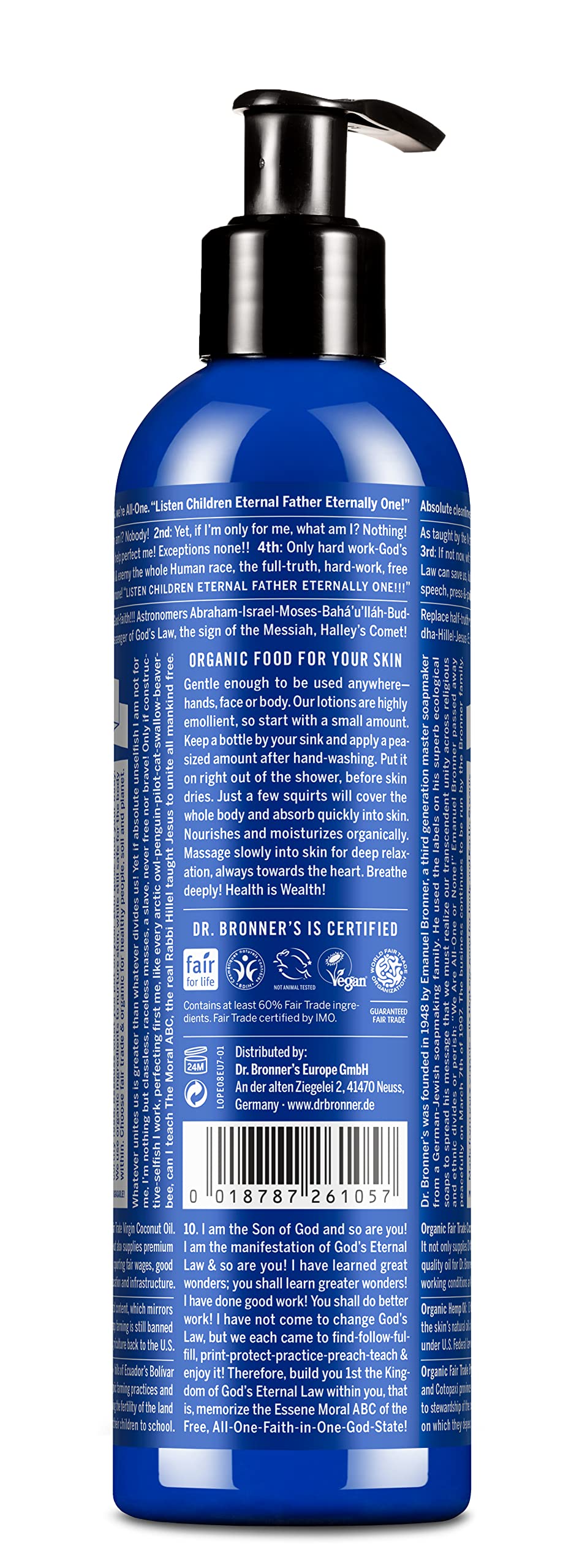 Applying Dr. Bronner's Peppermint Lotion for hands and body hydration and refreshing scent.