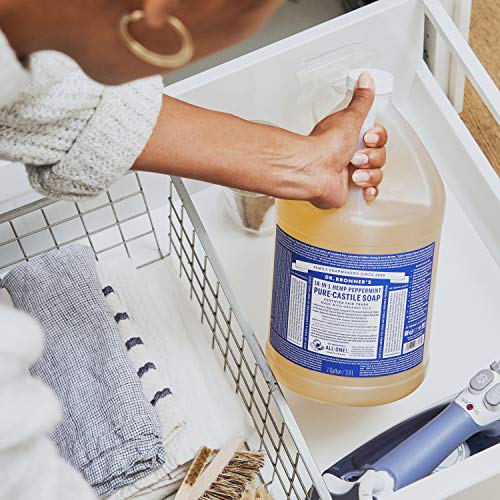 Dr. Bronner's peppermint pure-castile liquid soap used for dishwashing