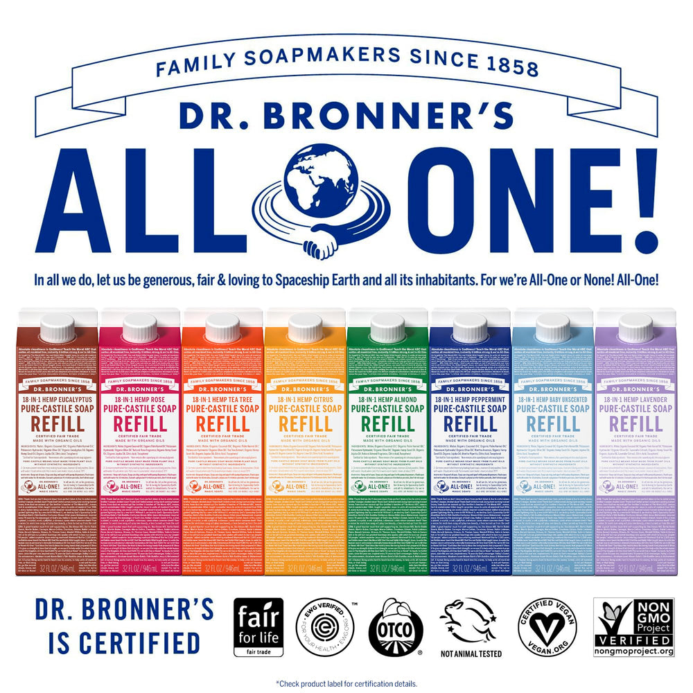 Dr. Bronner's pet-safe formula suitable for gentle household cleaning.