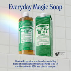Dr. Bronner's Pure-Castile Almond Soap rinse illustrates a clean, residue-free finish.