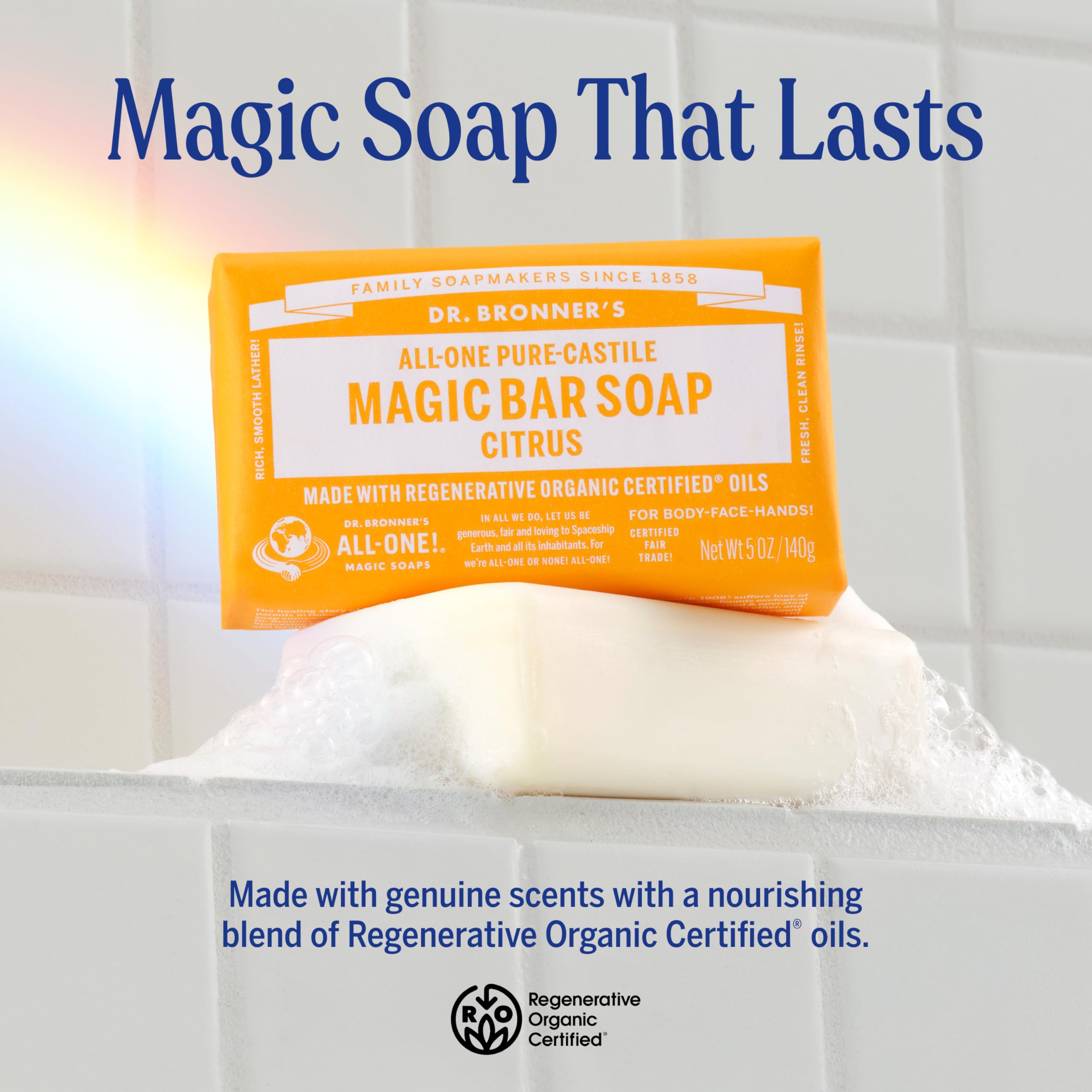 Dr. Bronner's citrus bar used as face cleanser for daily care