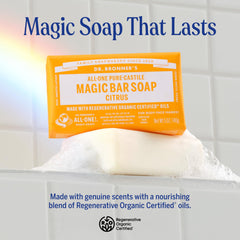 Dr. Bronner's citrus bar used as face cleanser for daily care