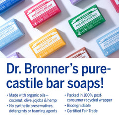 Dr. Bronner's peppermint bar lather close-up showing mild cleansing.