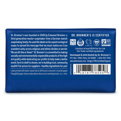 Dr. Bronner's peppermint bar with organic oils for face, body, hair.