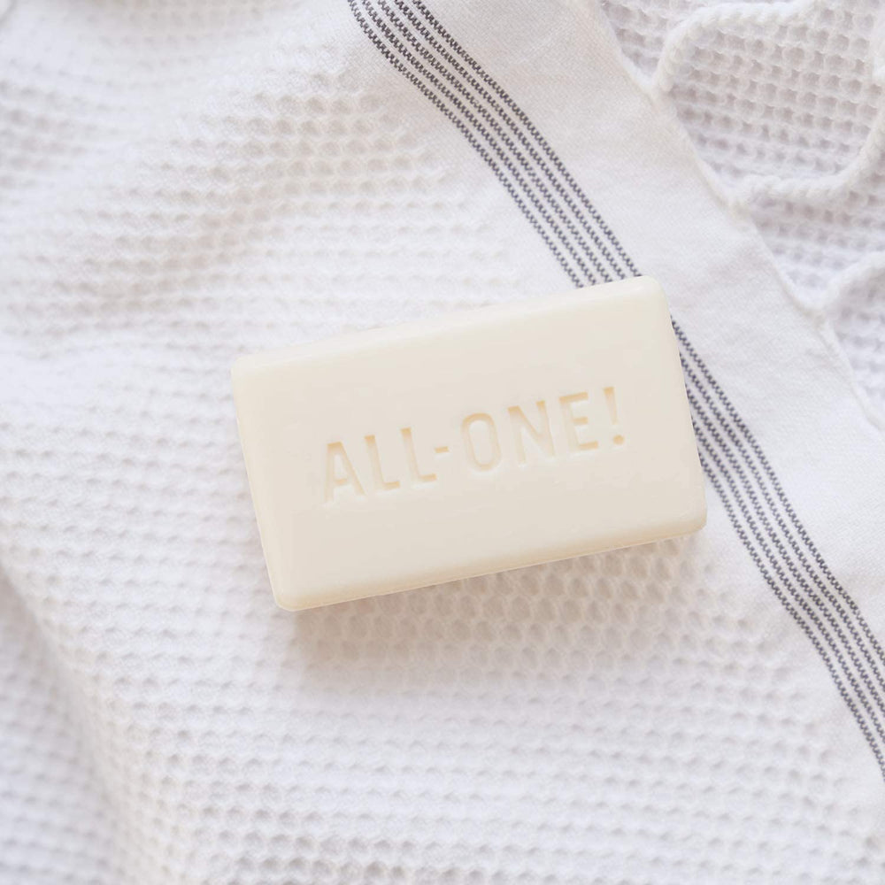 Dr. Bronner's peppermint bar provides refreshing tingle and rinse