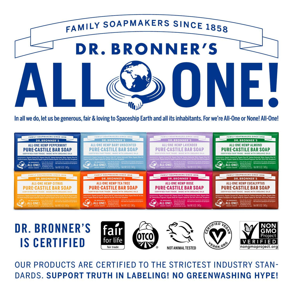 Dr. Bronner's unscented bar ideal for sensitive skin