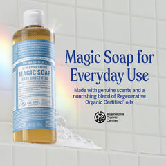 Rich lather from Dr. Bronner's Pure-Castile Baby Unscented soap