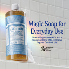 Dr. Bronner's Baby Unscented Pure-Castile bottle gentle for sensitive skin