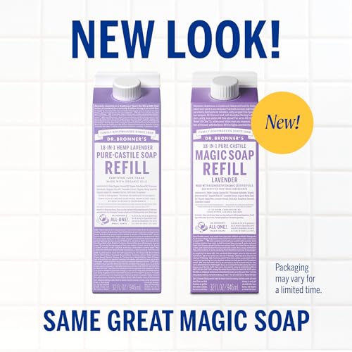 Dr. Bronner's lavender refill carton demonstrates eco-friendly packaging