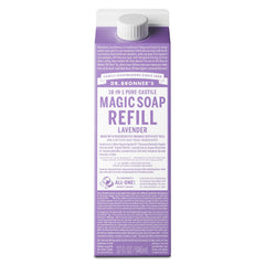 Dr. Bronner's lavender castile soap refill pour for multi-use cleaning