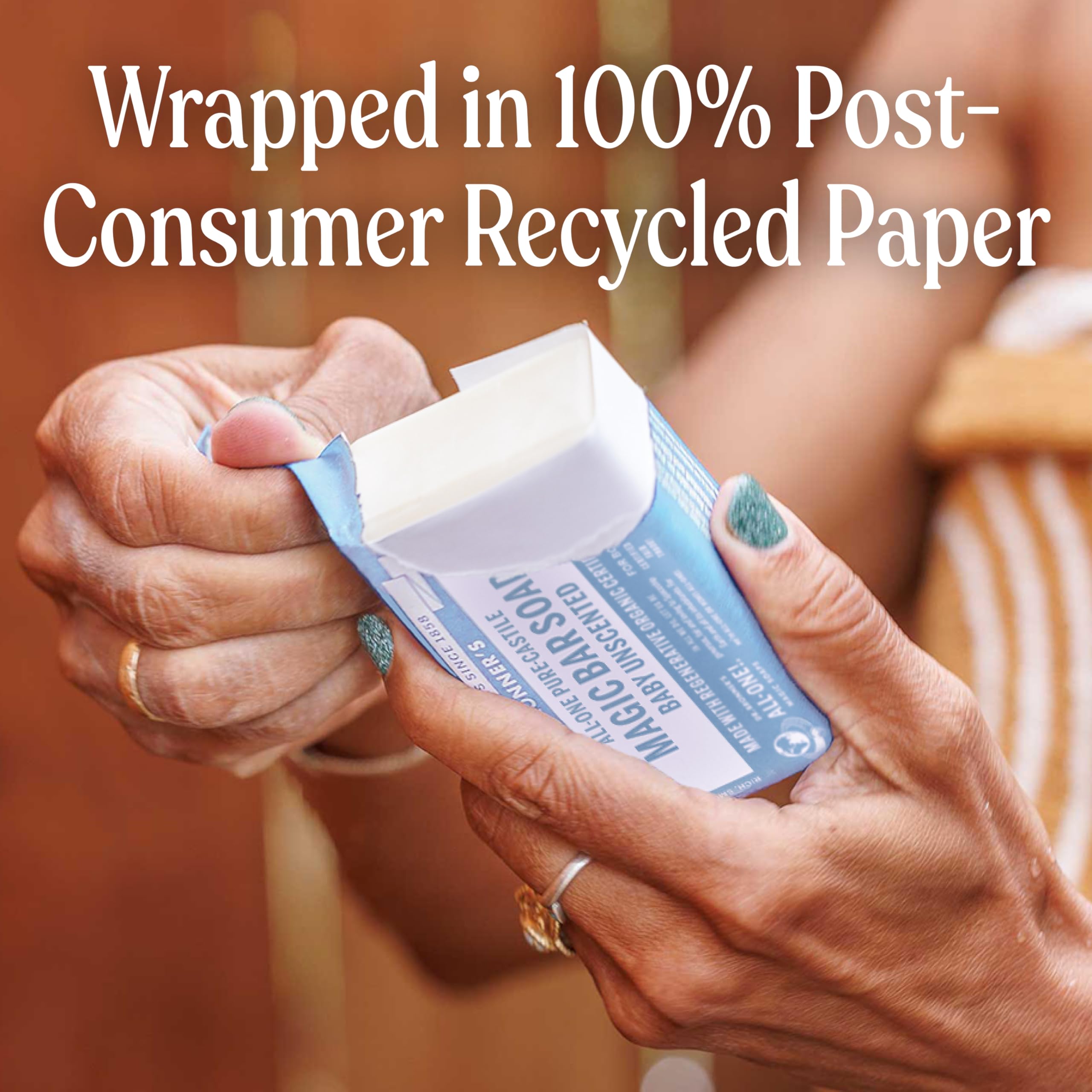 Dr. Bronner's Magic Bar Baby Unscented supports sensitive skin with plant-based oils.