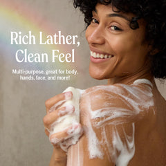 Dr. Bronner's Pure-Castile Magic Bar Peppermint for a refreshing morning cleanse.