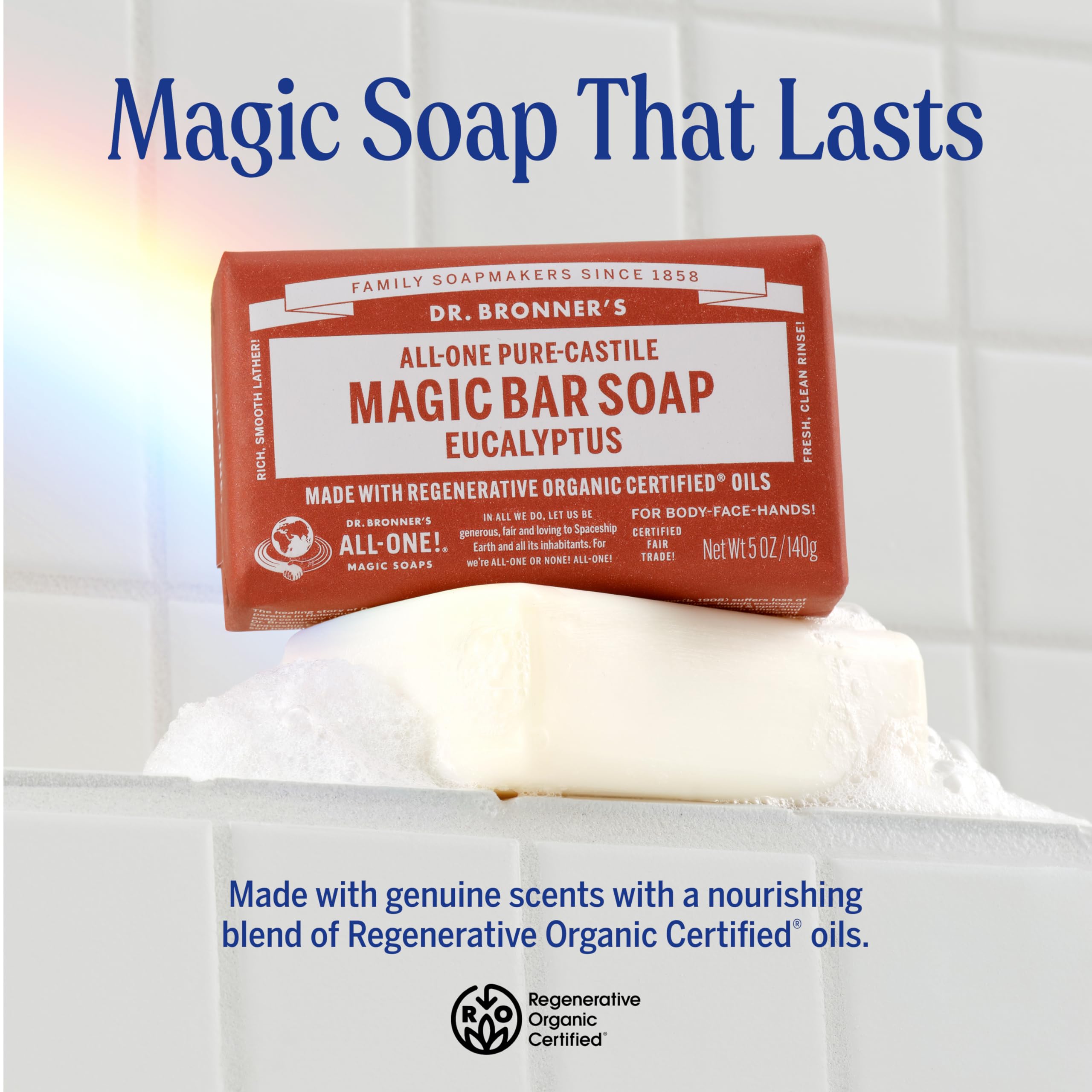 Close-up of lush lather on skin using the eucalyptus bar for gentle cleansing.