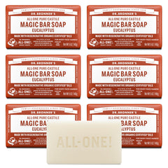 Dr. Bronner's eucalyptus soap bar pack shot—calming cleanse for daily routine.
