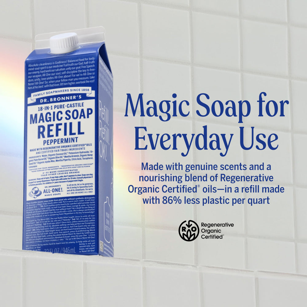 Dr. Bronner's rich lather and clean feel leave skin refreshed
