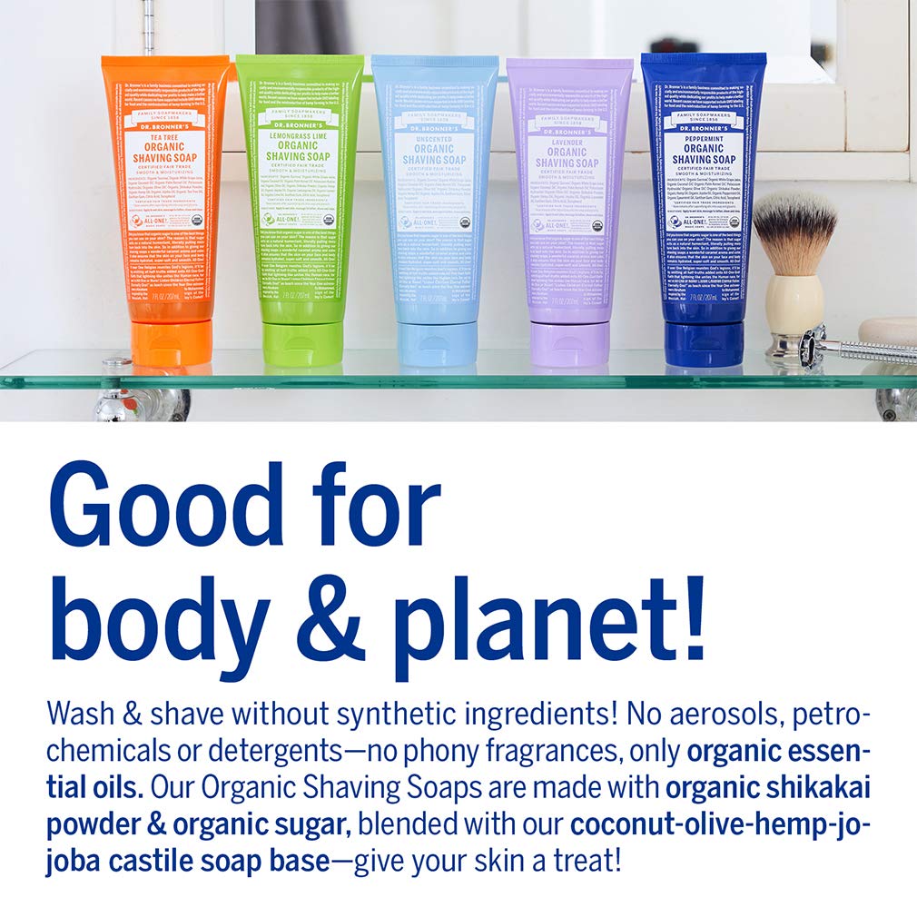 Dr. Bronner's Tea Tree Shaving Soap texture creamy suggests extra glide and comfort