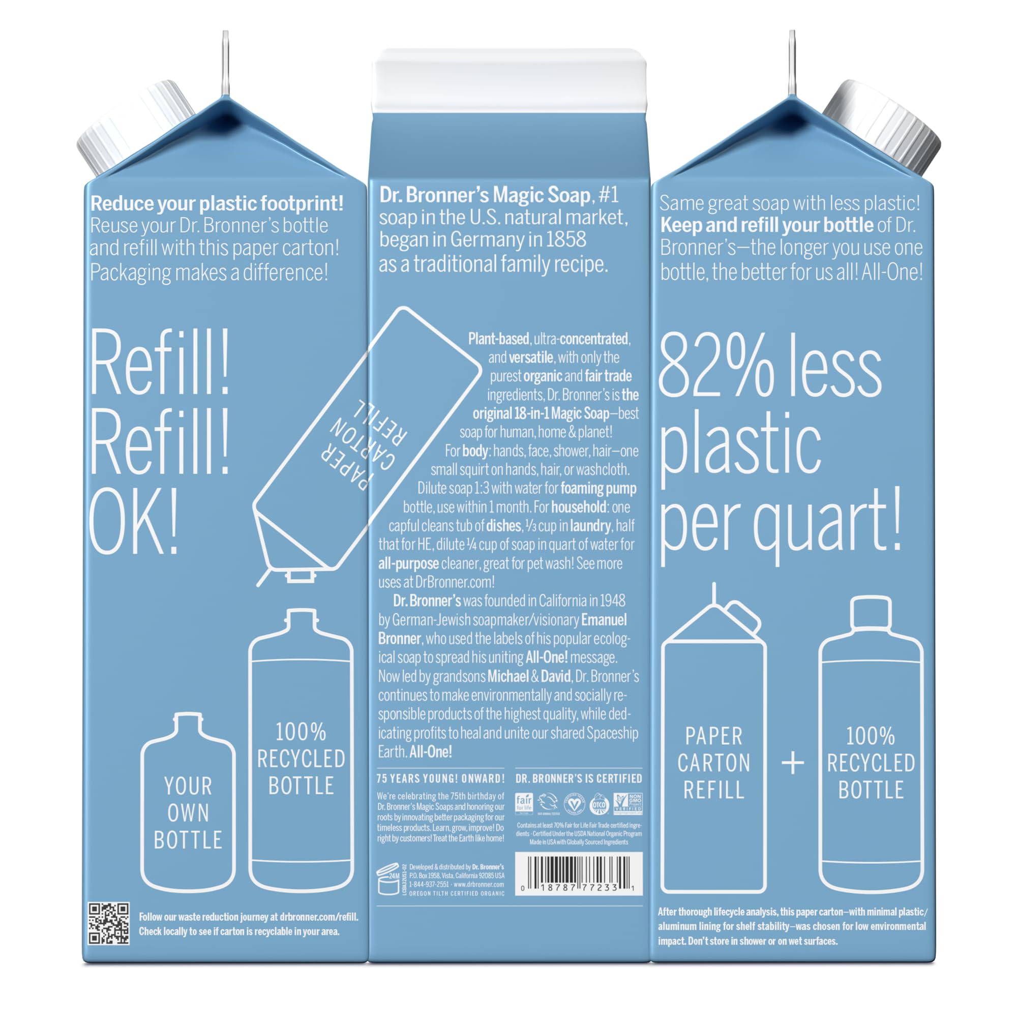 Dr. Bronner's unscented baby soap close-up shows gentle cleansing option.