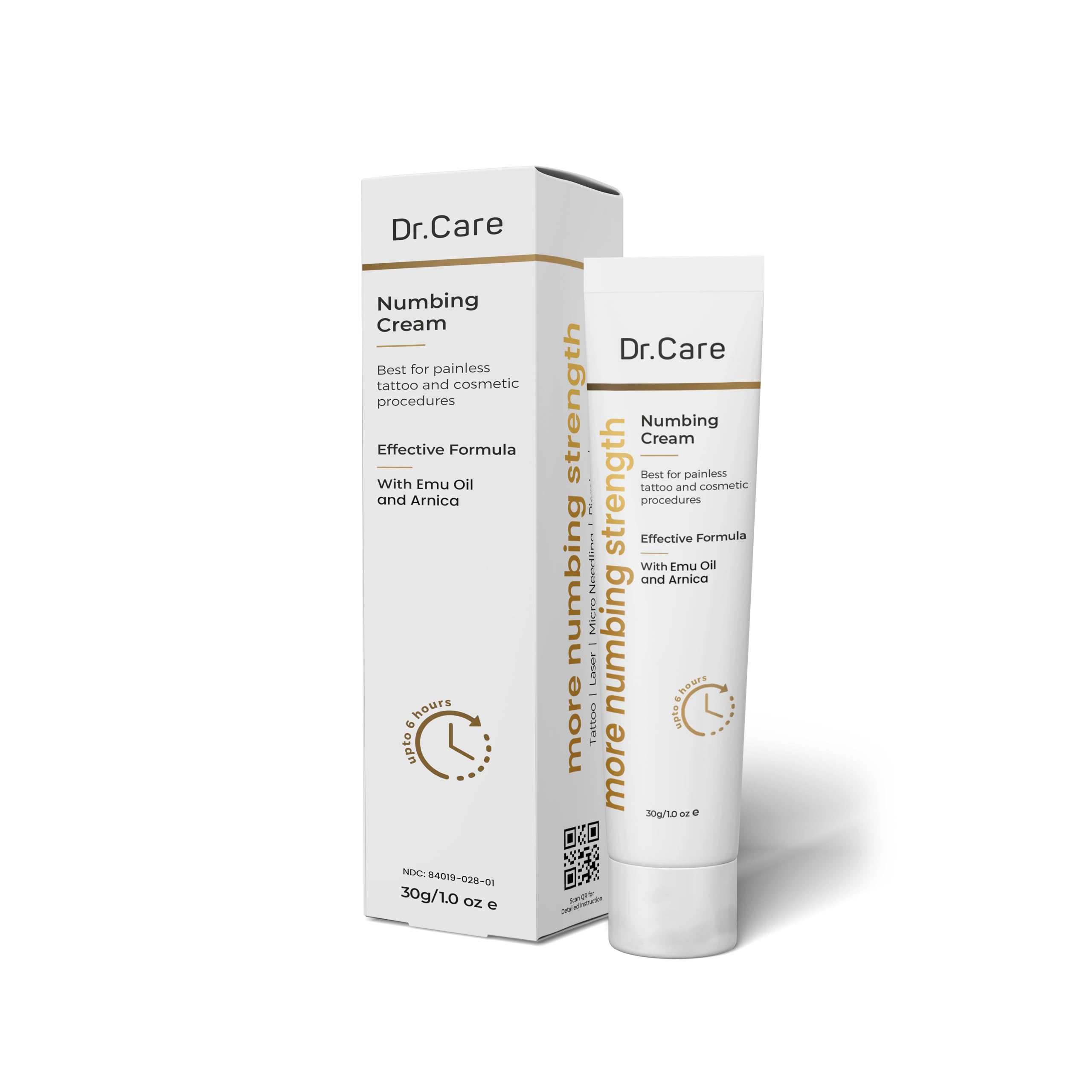 Dr Care Numbing Cream jar close-up shows smooth texture for easy pre-procedure application.