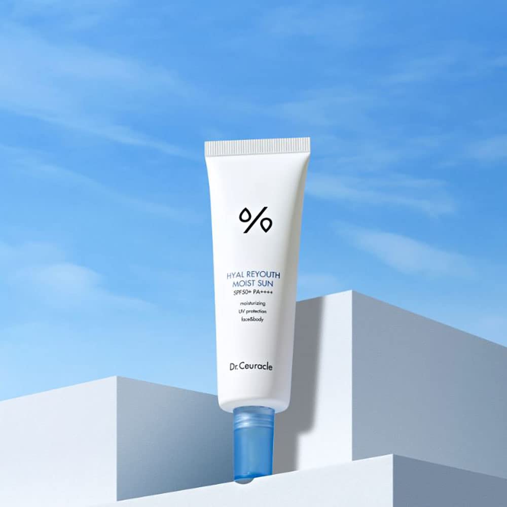 Dr.Ceuracle Hyal Reyouth Moist Sun fructan and hyaluronic acids illustration hints at hydration