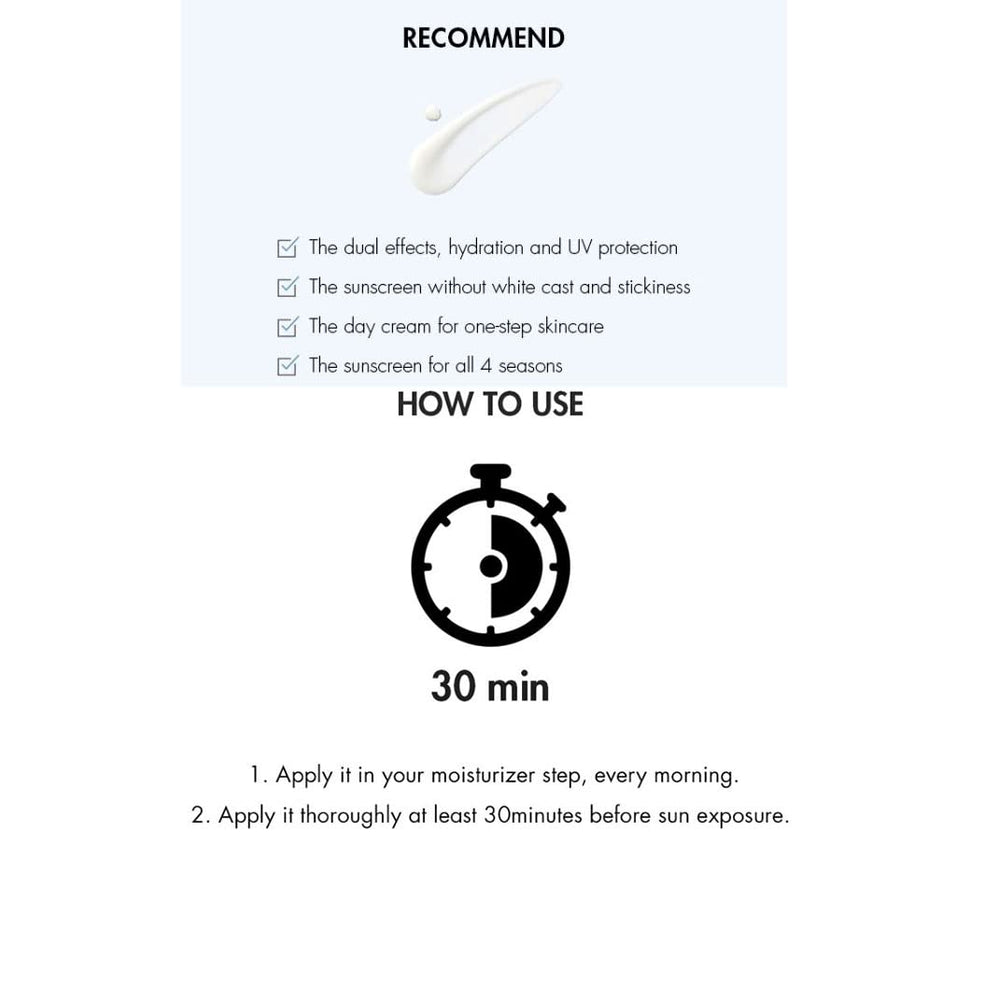 Dr.Ceuracle Hyal Reyouth Moist Sun pump bottle demonstrates no white cast promise