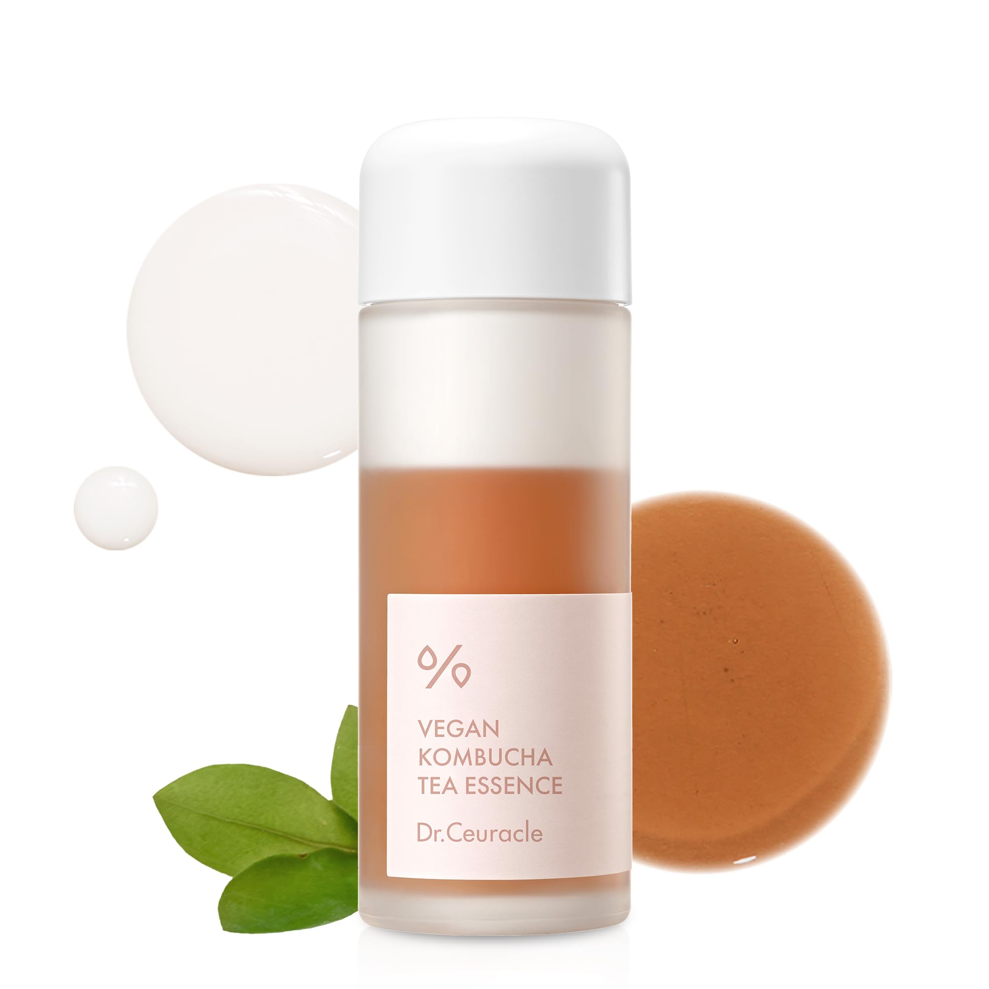 Dr.Ceuracle Vegan Kombucha Tea Essence bottle front for lightweight hydrating skincare.