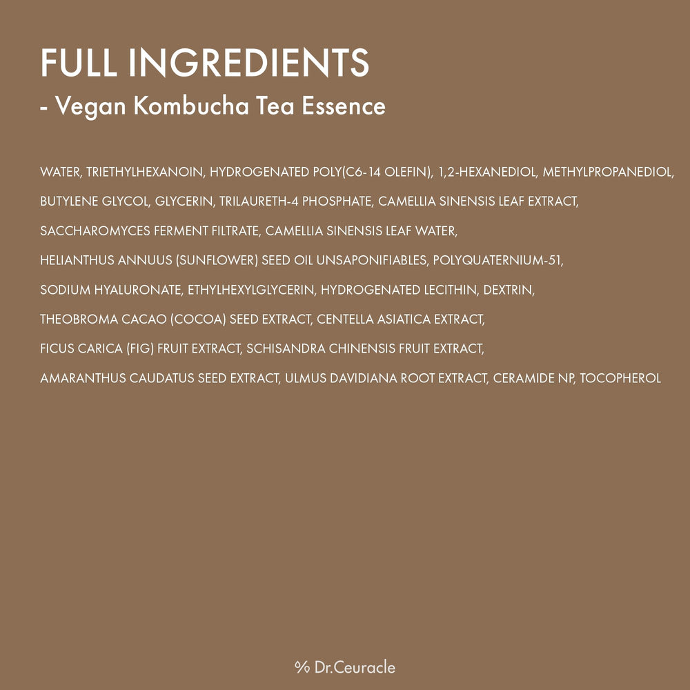 Dr.Ceuracle Vegan Kombucha Tea Essence packaging and eco-friendly design.