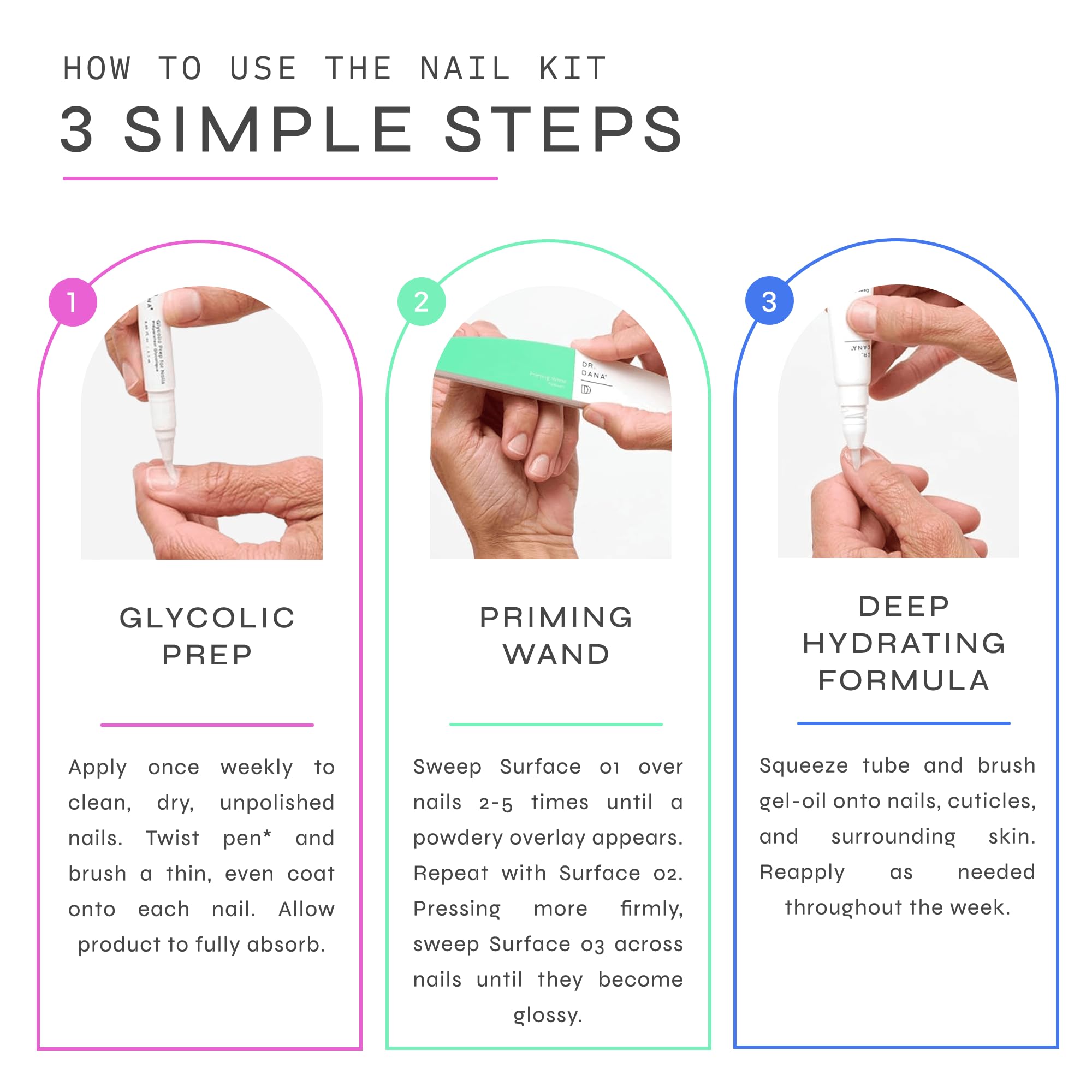 Dr. Dana Beauty Nail Primer primes nails for lasting shine and smoother application.
