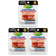 Dr. Dan's Cortibalm 3-pack packaging for on-the-go lip hydration.