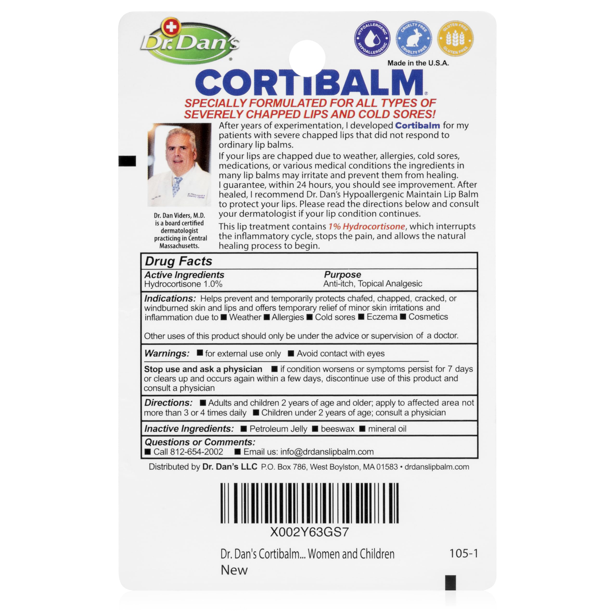 Dr. Dan's Cortibalm 6-pack box front showing family-friendly lip care value