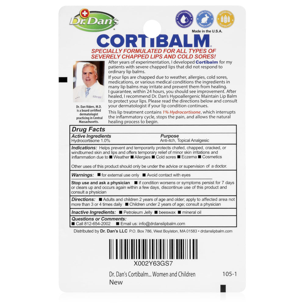 Dr. Dan's Cortibalm 6-pack box front showing family-friendly lip care value