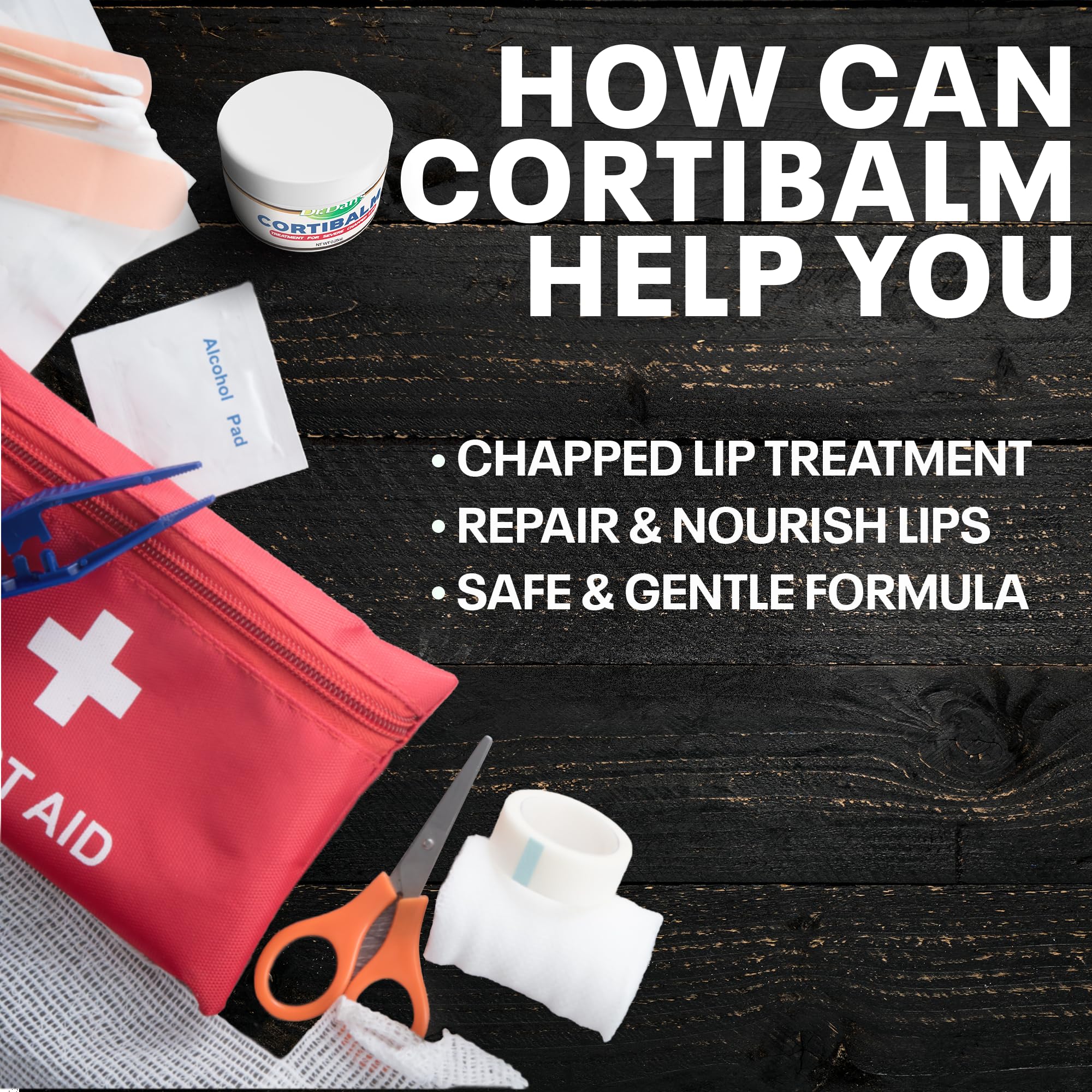 Dr. Dan's Cortibalm lip care essentials show simple daily application.