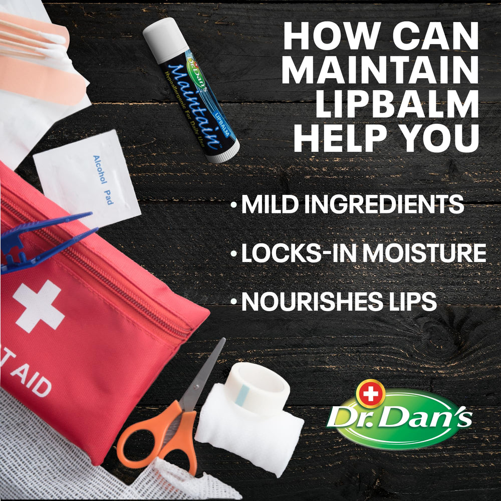 Dr. Dan's Maintain Lip Balm application glide demonstrates smooth, non-irritating lip moisturization.