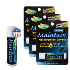 Dr. Dan's Maintain Lip Balm tube shown for everyday lip moisture and protection.