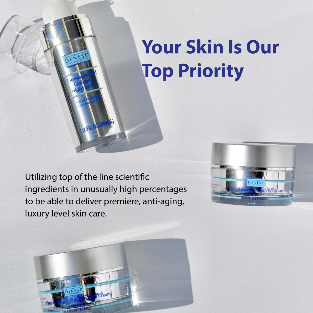 Dr. Denese ingredients closeup featuring retinol and hyaluronic acid benefits
