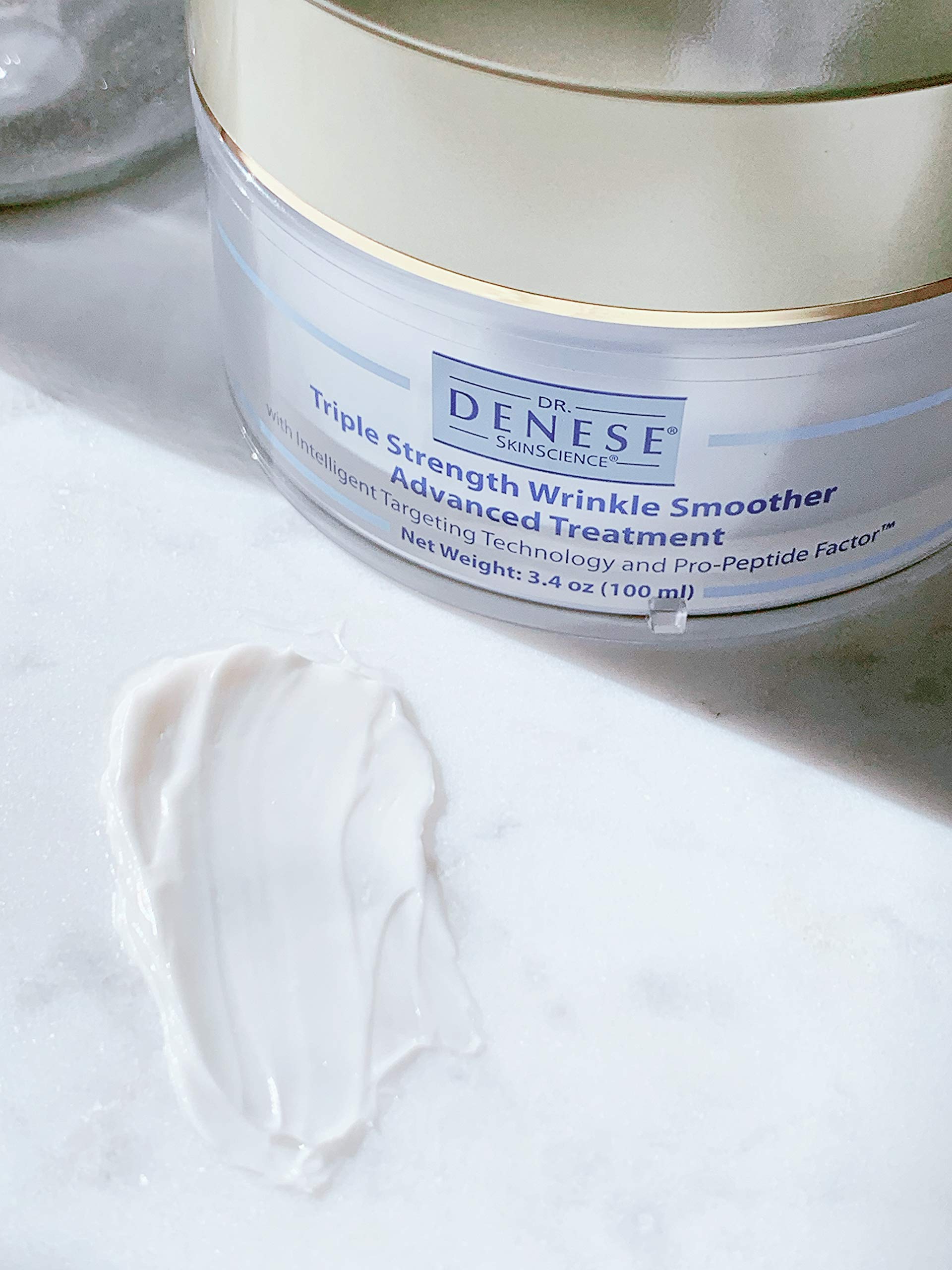 Dr. Denese Triple Strength Wrinkle Smoother texture being spread to refine skin texture